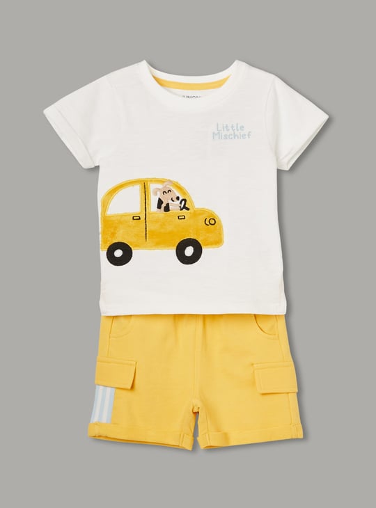 JUNIORS Boys Applique T-shirt with Cargo Shorts