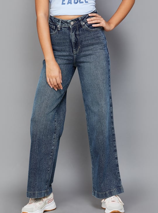 XPOSE Washed Wide Leg Jeans