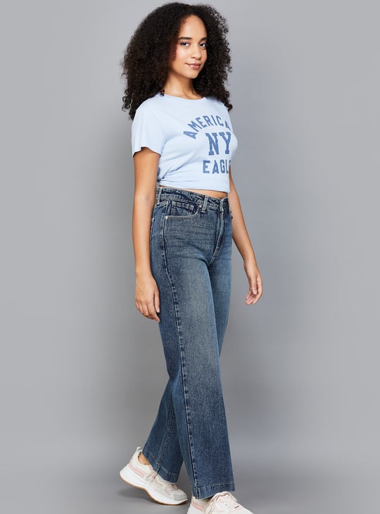 XPOSE Washed Wide Leg Jeans