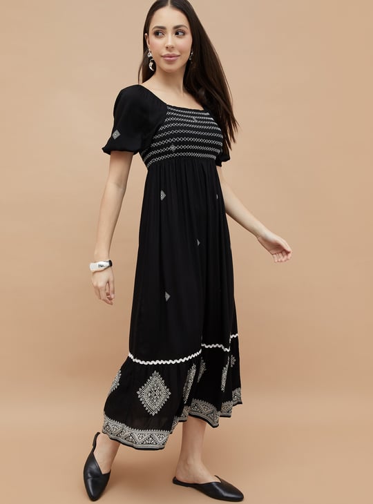 FAME FOREVER Embroidered A-line Dress