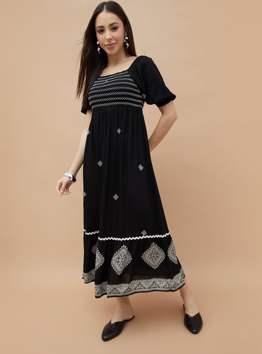 FAME FOREVER Embroidered A-line Dress