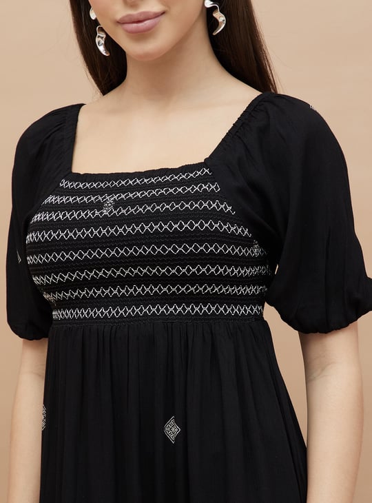 FAME FOREVER Embroidered A-line Dress