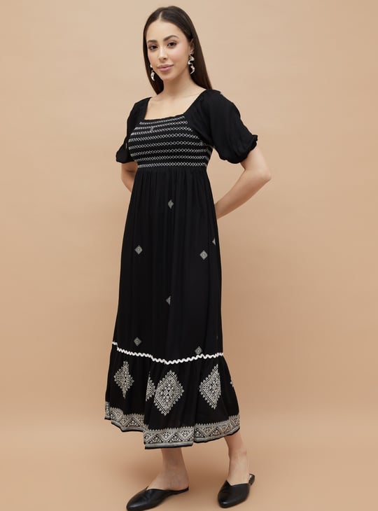 FAME FOREVER Embroidered A-line Dress