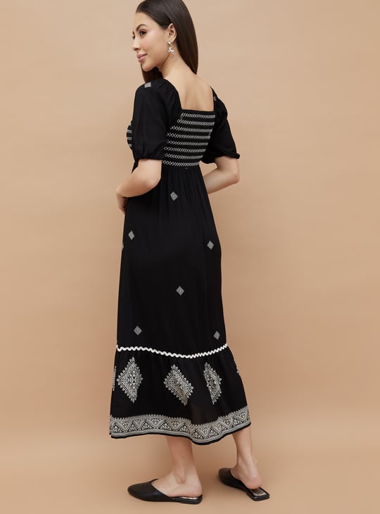 FAME FOREVER Embroidered A-line Dress