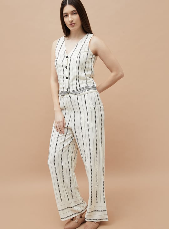 FAME FOREVER Striped Buttoned Sleeveless Top