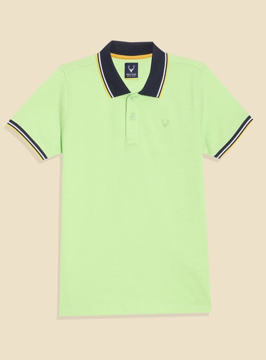 ALLEN SOLLY Boys Textured Polo T-shirt
