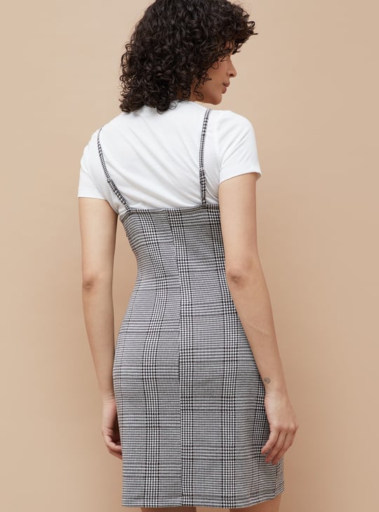 grey checked pinafore dress Boyasly Mini Dress in Charles Check Grey – motelrocks-com-us main image 1