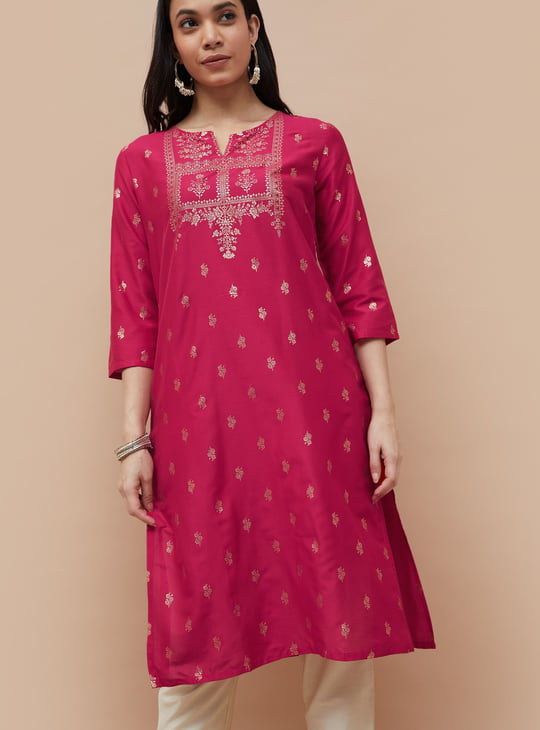 MELANGE Foil Printed Straight Kurta