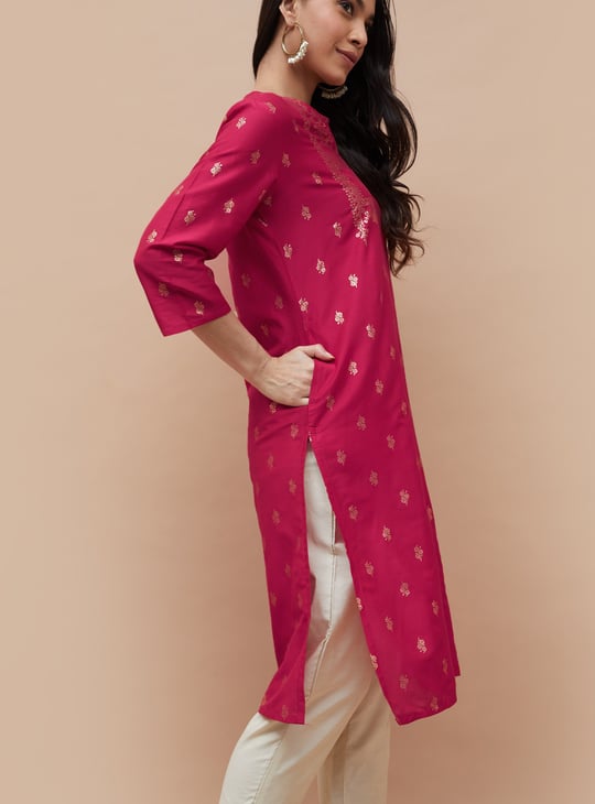 MELANGE Foil Printed Straight Kurta