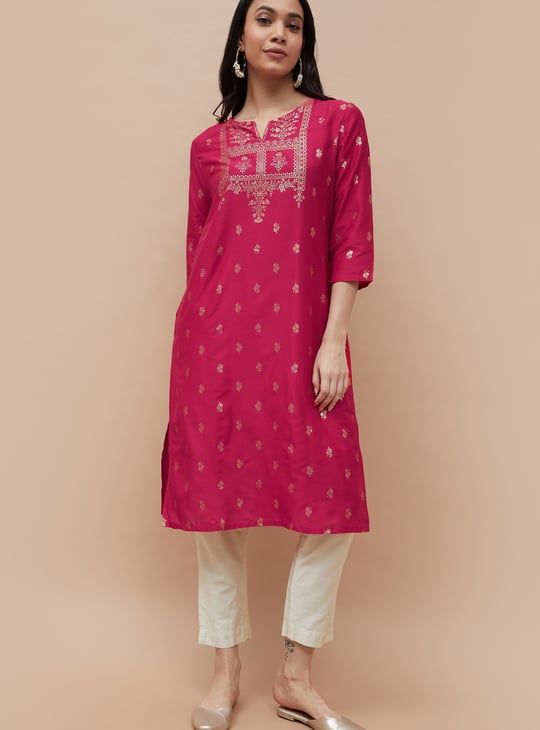 MELANGE Foil Printed Straight Kurta