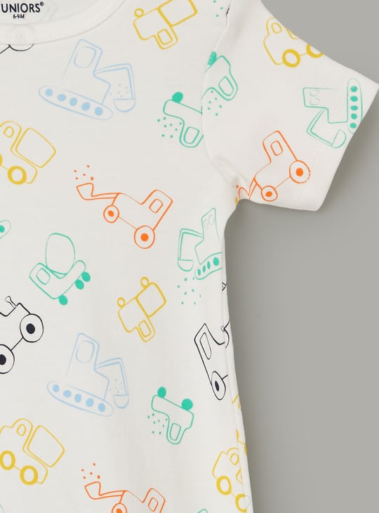 JUNIOR BABY Boys Printed Romper - Pack of 3