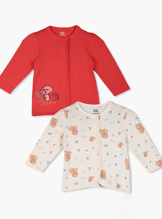 FS MINI KLUB Girls Printed Button T-shirt