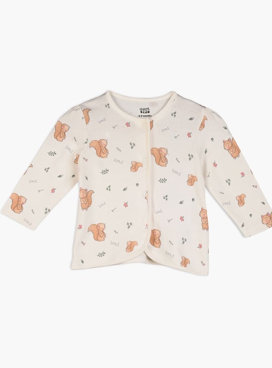 FS MINI KLUB Girls Printed Button T-shirt