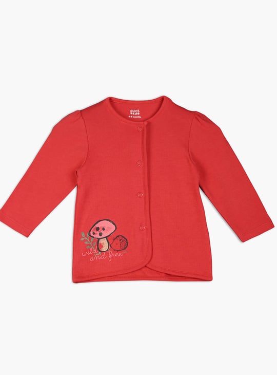 FS MINI KLUB Girls Printed Button T-shirt