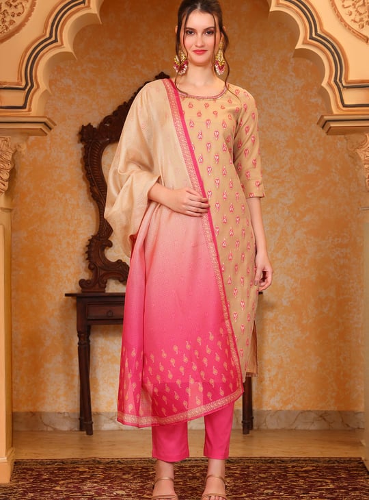 AURELIA Ethnic Motif Woven Design Kurta Set