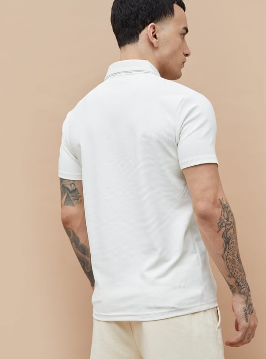 BOSSINI Textured Johnny Collar T-shirt