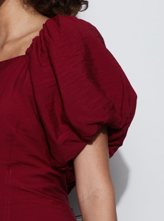 CODE Solid Fit & Flare Dress | Red CODE Solid Fit & Flare Dress | Red
