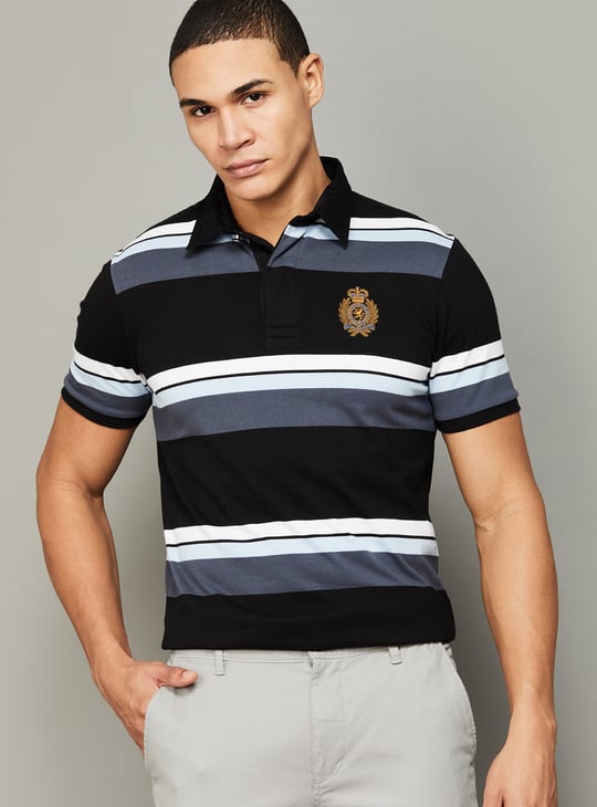 FAHRENHEIT Striped Polo T-shirt