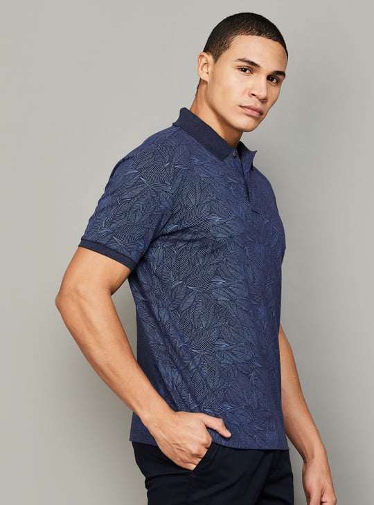 FAHRENHEIT Botanical Print Polo T-shirt