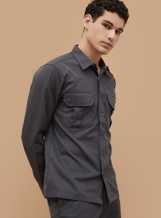 CODE Solid Regular Fit Shacket