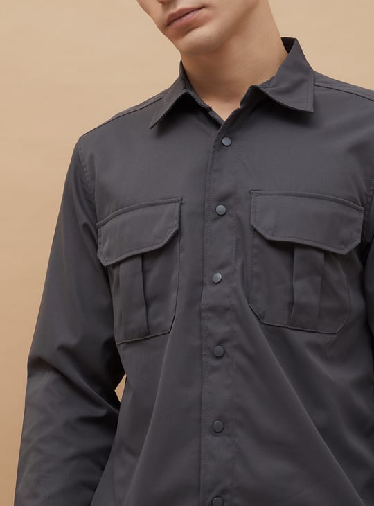 CODE Solid Regular Fit Shacket
