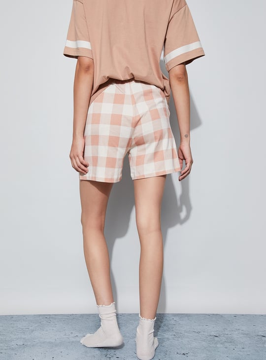 GINGER Checked Elasticated Shorts