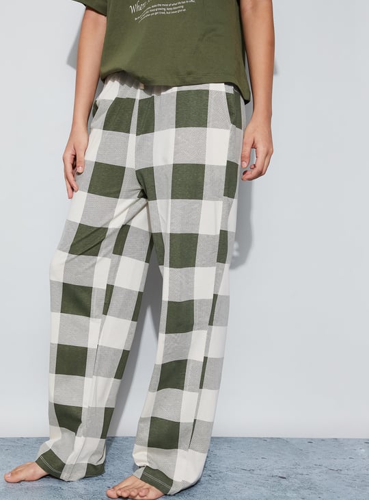 GINGER Checked Elasticated Pyjamas