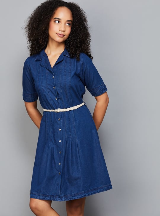 latin quarters denim dress LATIN QUARTERS Pintuck Denim Shirt Dress