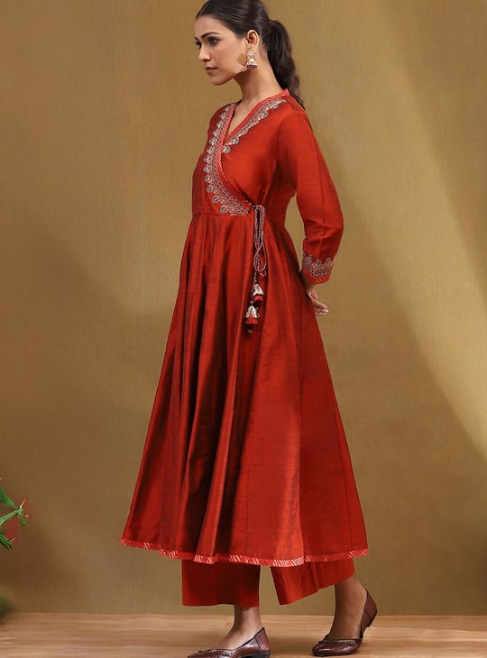 BIBA Embroidered Angrakha Kurta Set