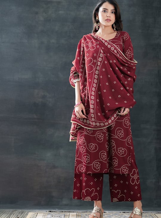 LIBAS Bandhani Print Straight Kurta Set