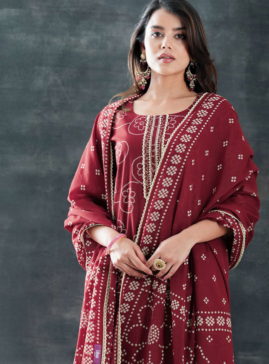 LIBAS Bandhani Print Straight Kurta Set