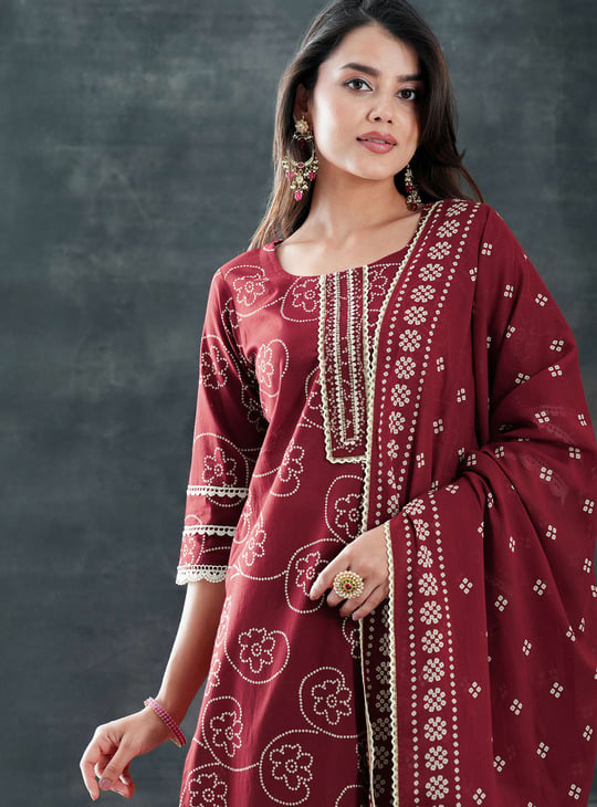 LIBAS Bandhani Print Straight Kurta Set
