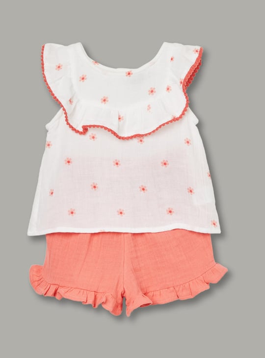 JUNIORS Girls Floral Print Top with Shorts