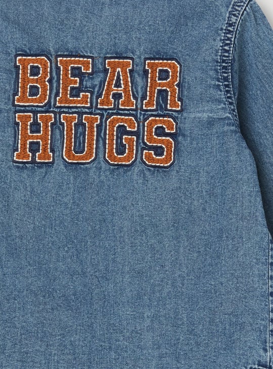 JUNIORS Boys Embroidered Denim Shirt