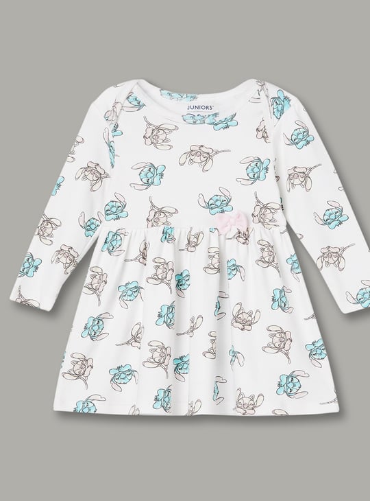 JUNIOR BABY Girls Stitch Print A-line Dress