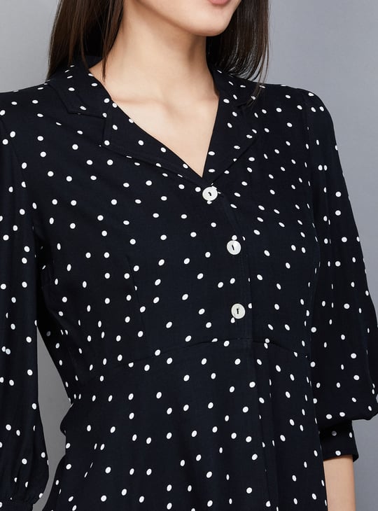 AND Polka-Dot Print Peplum Top