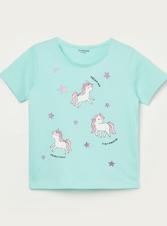 JUNIORS Girls Unicorn Print T-shirt