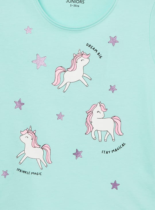 JUNIORS Girls Unicorn Print T-shirt