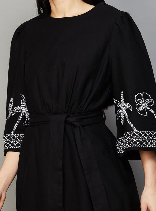 vero moda embroidered dress Marquee Sequin Embroidered Midi Dress main image 1