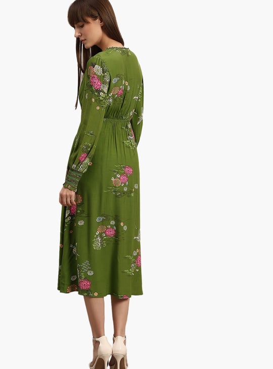 VERO MODA Floral Print Midi Dress | Green
