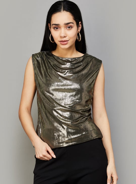 RAREISM Shimmery Boat Neck Top