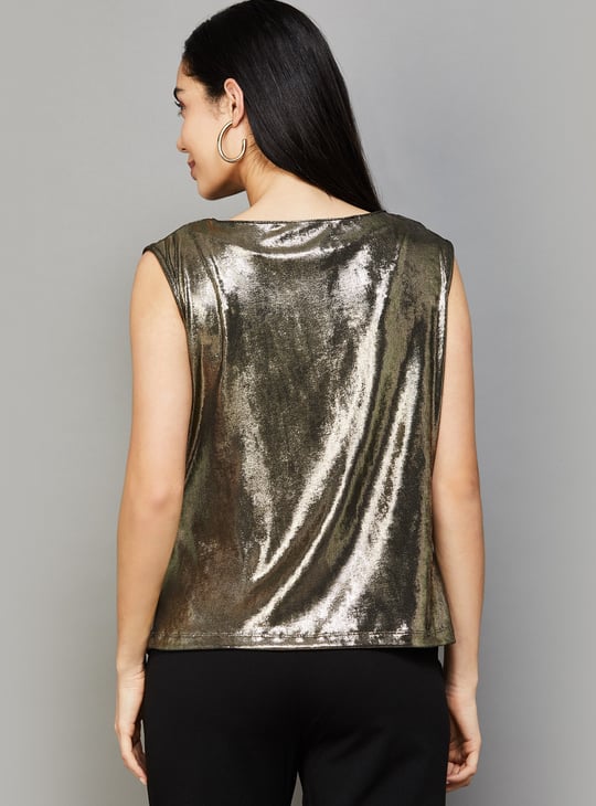 RAREISM Shimmery Boat Neck Top