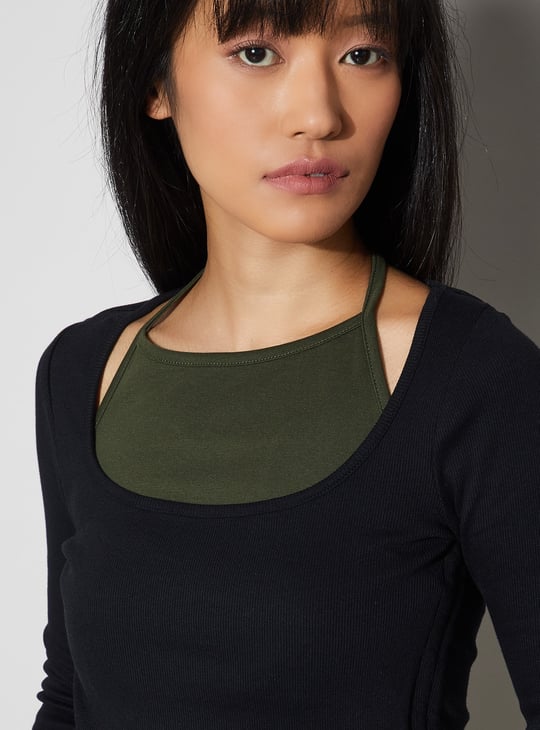 GINGER Colourblocked Halter Neck Top