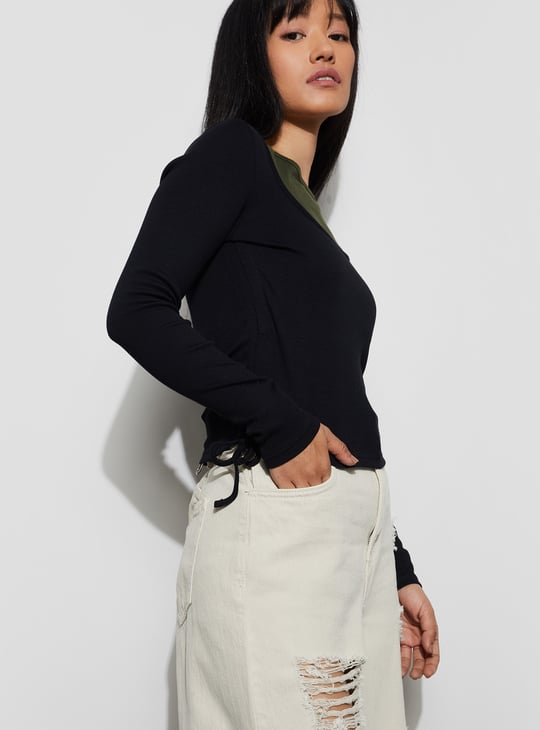 GINGER Colourblocked Halter Neck Top