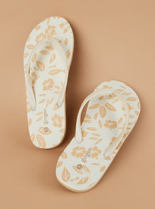 GINGER Floral Print Flip Flops
