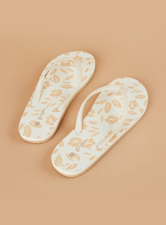 GINGER Floral Print Flip Flops