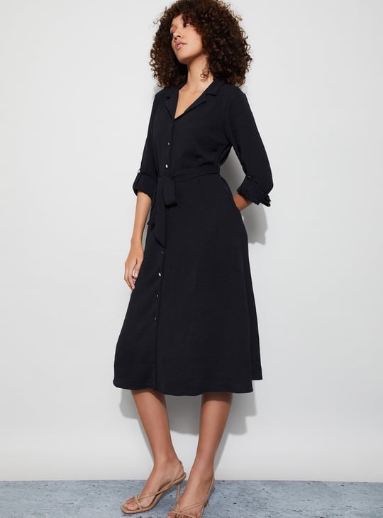 CODE Textured Shirt Dress