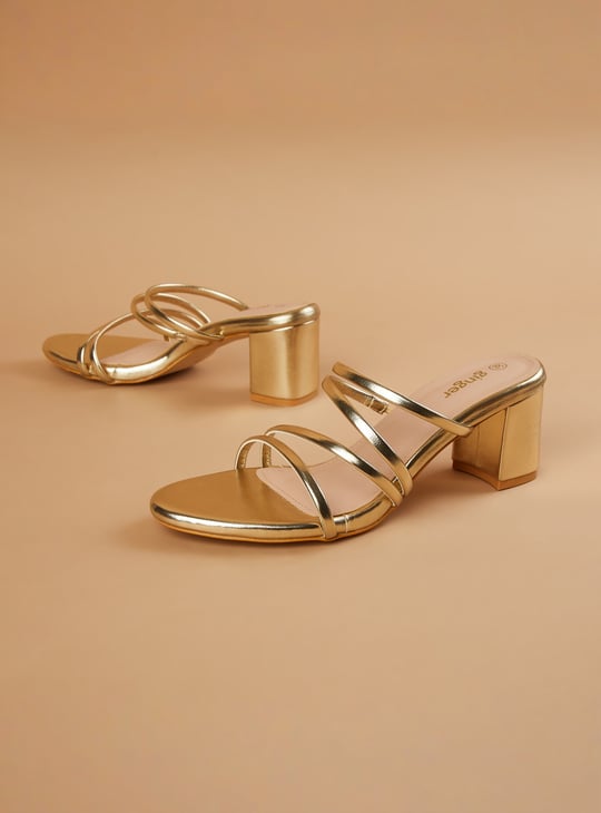 GINGER Metallic Strappy Block Heels