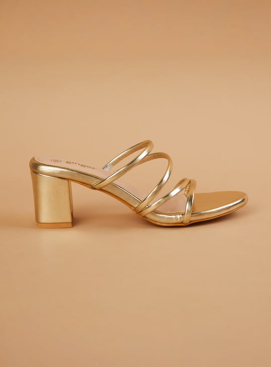 GINGER Metallic Strappy Block Heels