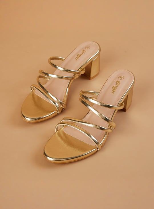 GINGER Metallic Strappy Block Heels